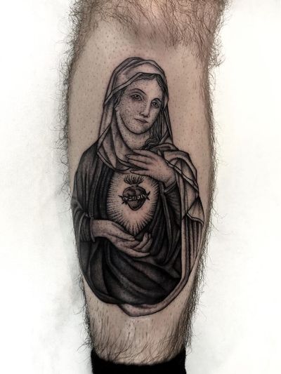 Illegal Tattoos: Juan Diego Prieto #IllegalTattoos #JuanDiego #JuanDiegoPrieto #blackandgrey #fineline #Chicano #sacredheart #virginmary #portrait