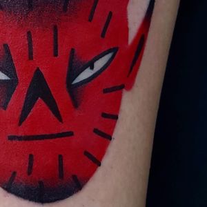 Red demon by Uve #Uve #newtraditional #color #demon #devil #tattoooftheday