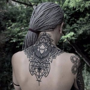 Intricate lotus and sacred geometry by Otheser #Otheser #otheser_dsts #sacredgeometry #geometry #lotus #blackwork #blackandgrey #pattern #linework #dotwork #flower #tattoooftheday